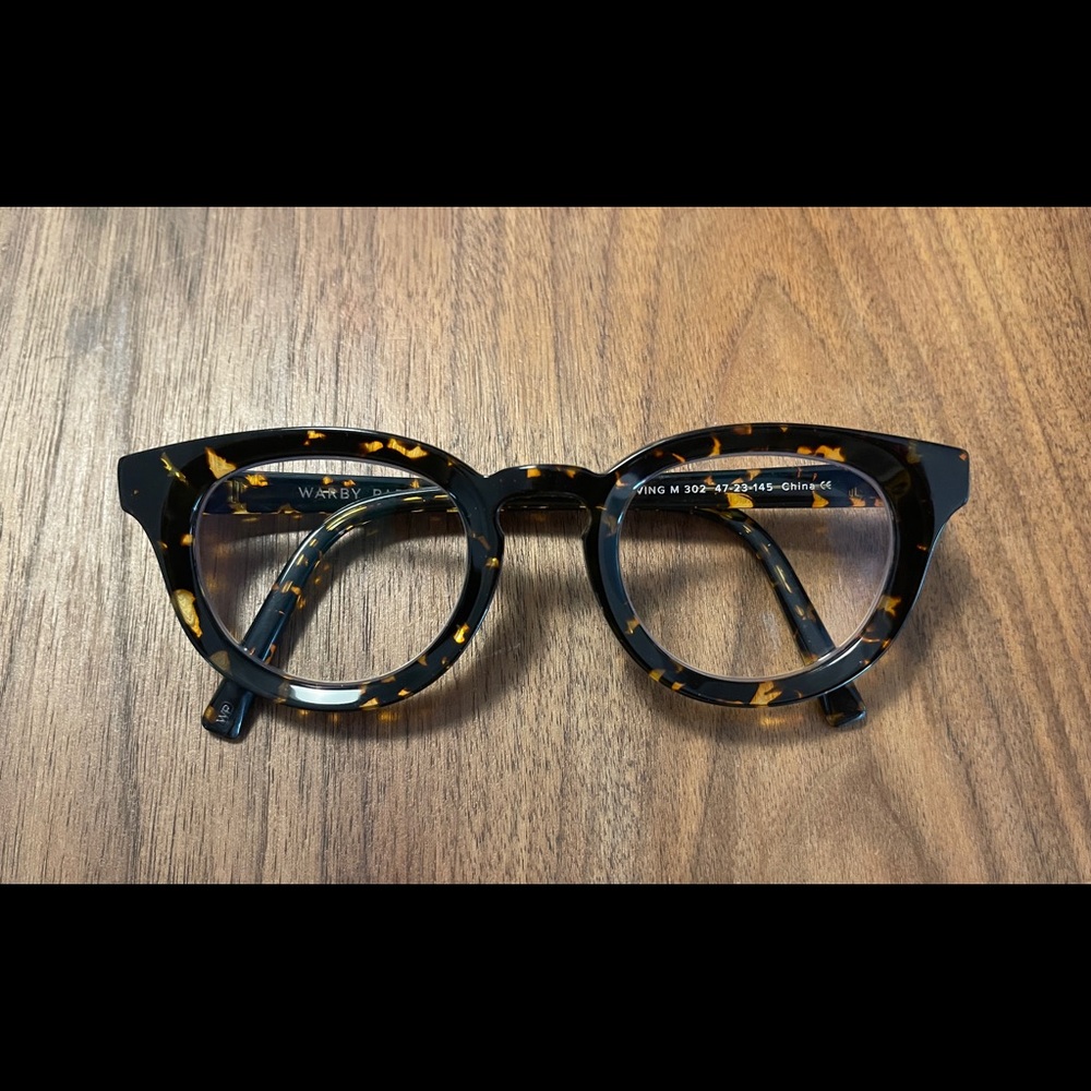 Warby Parker Blue Light Glasses - Irving - Black Oak. No prescription.
